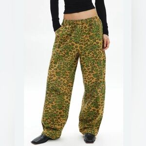 Urban Outfitters Green and Brown Leopard Print Pants